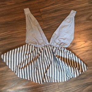 Stripped Backless Peplum Top